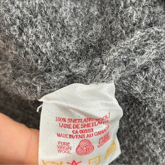 VTG Parkhurst Argyle V-Neck Sweater Gray White Maroon 100% Shetland Wool Canada - Picture 8 of 13